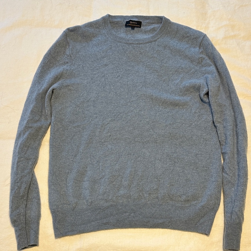 Quince Men's Mongolian Cashmere Crewneck Sweater in Light Blue
